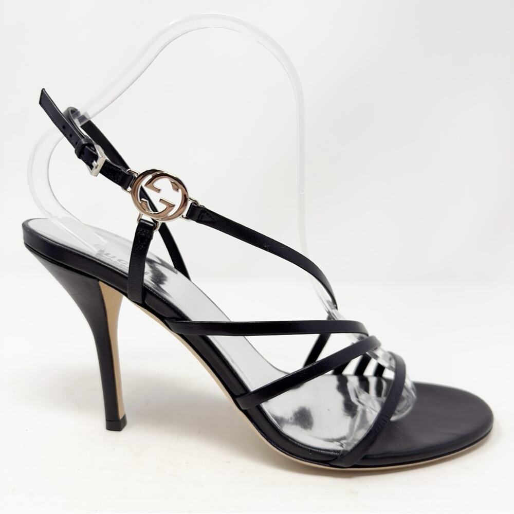 Gucci Strappy Interlocking GG Leather Heels Womens Size EU 39.5 - Picture 6 of 12